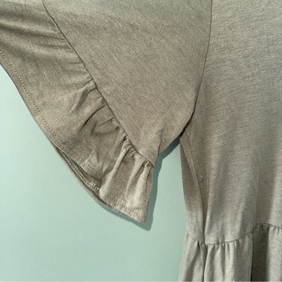 ANRABESS Womens Sage Green Dress Size Small Round Neck Short Sleeve Tiered - Picture 4 of 9